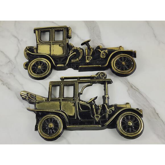 Car Design Wall Decor Plaque Cast Aluminum 14" Made in Japan x2 Vintage - Picture 1 of 16
